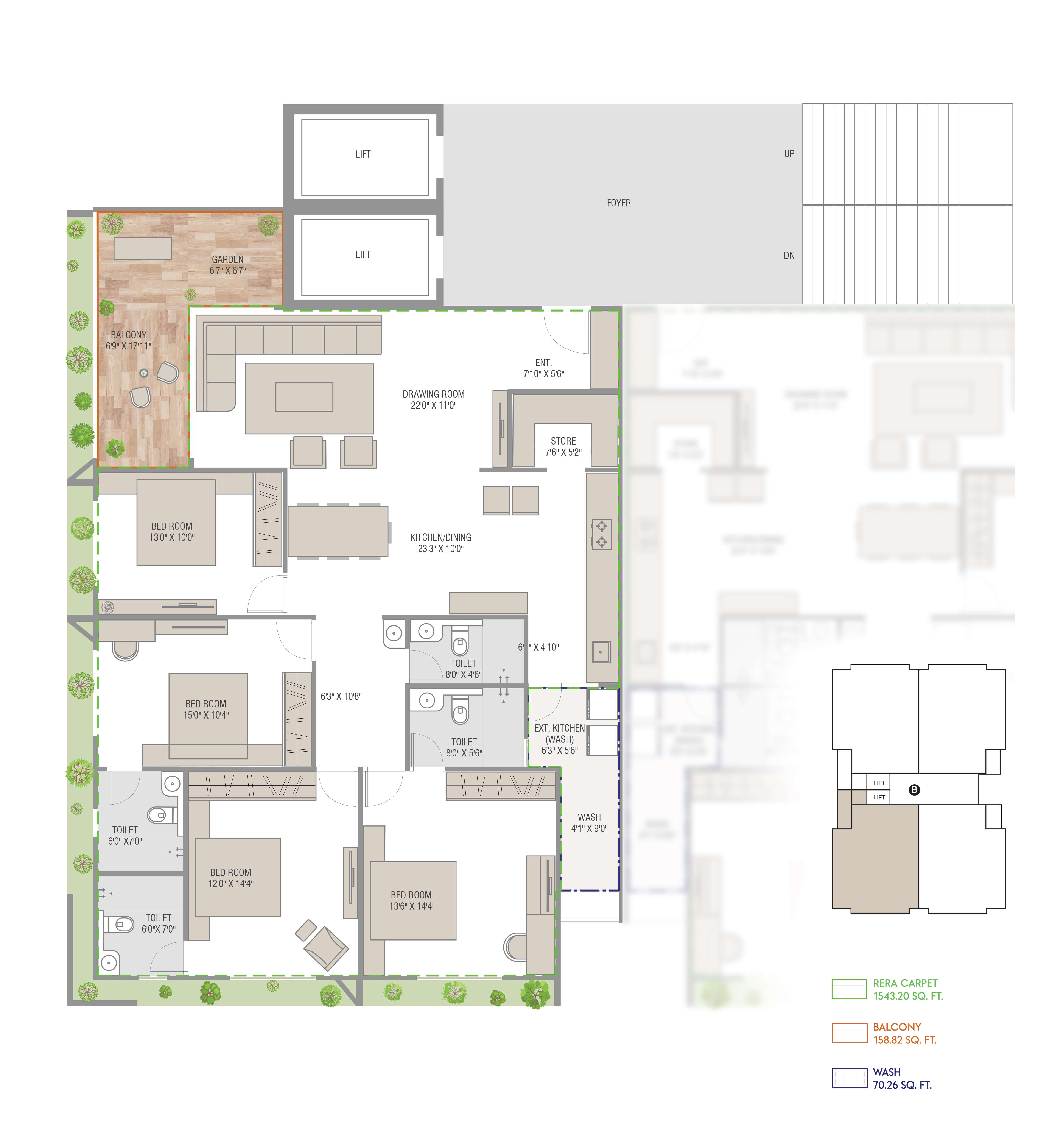 Apartment block B1 view